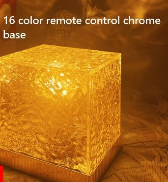 LED Water Ripple Ambient Night Light – USB Rotating Crystal Projection Lamp (RGB, 16 Colors)