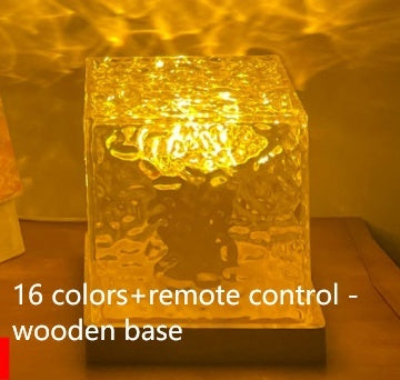 LED Water Ripple Ambient Night Light – USB Rotating Crystal Projection Lamp (RGB, 16 Colors)